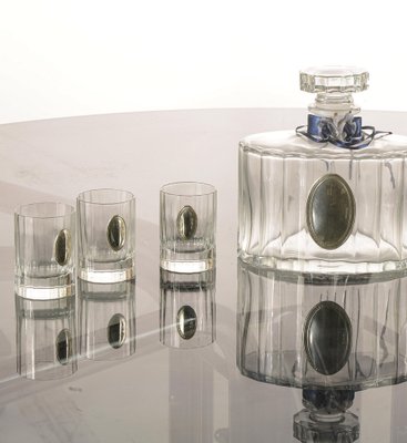 Liqueur Set with Crystal Bottle and Glasses in Silver Plating by Pierre Cardin, France, 1990s-RAQ-1048264