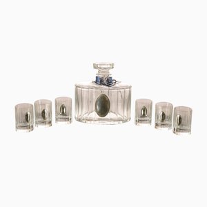 Liqueur Set with Crystal Bottle and Glasses in Silver Plating by Pierre Cardin, France, 1990s-RAQ-1048264