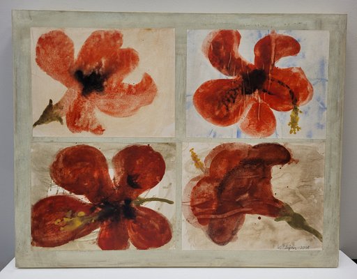 Lis Petersen, Poppies, Collage & Watercolor on Canvas, 2008-NUC-1719930