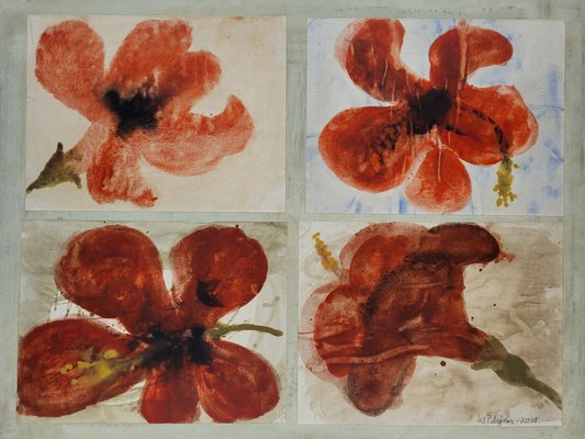 Lis Petersen, Poppies, Collage & Watercolor on Canvas, 2008-NUC-1719930