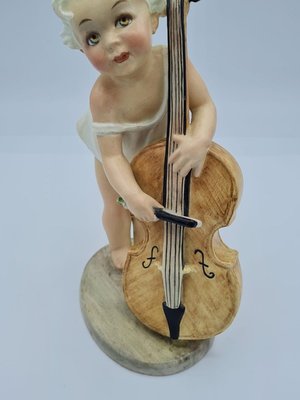 Little Girl with Cello in Ceramic by Arturo Pannunzio, 1950s-OZS-1395850