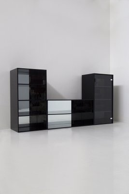 Living Room and Bookcase Set in Black attributed to Acerbis, 1970, Set of 2-RCE-1720065