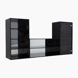 Living Room and Bookcase Set in Black attributed to Acerbis, 1970, Set of 2-RCE-1720065