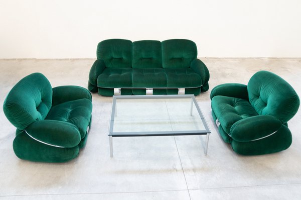 Living Room Set by Adriano Piazzesi, 1970, Set of 3-KNM-1763265