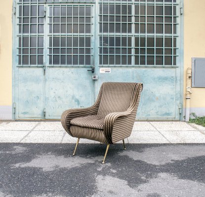 Living Room Set with Fabric & Brass Legs, Italy, 1960s, Set of 3-VCV-1264396