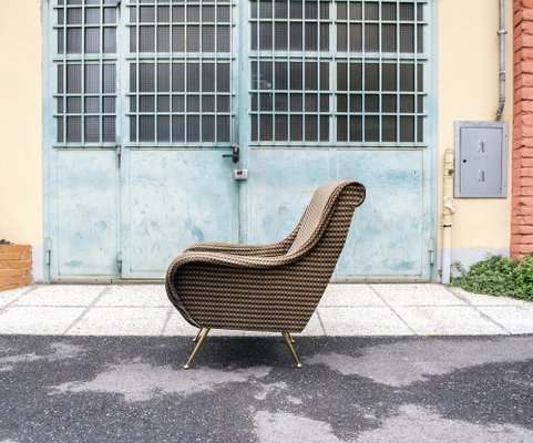 Living Room Set with Fabric & Brass Legs, Italy, 1960s, Set of 3-VCV-1264396