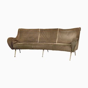 Living Room Set with Fabric & Brass Legs, Italy, 1960s, Set of 3-VCV-1264396