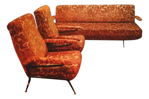 Living Room Set with Sofa & Chairs, 1960s, Set of 3-FIP-835870