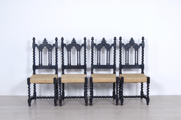 Living Room Set with Turned Legs, Italy, Late 1800s, Set of 8-XSG-1029478