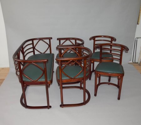 Living Room Sofa & Armchairs attributed to Josef Hoffmann, 1900s, Set of 3-TZ-1373790