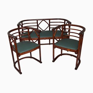 Living Room Sofa & Armchairs attributed to Josef Hoffmann, 1900s, Set of 3-TZ-1373790