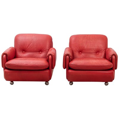 Lombardia Red Leather Armchairs by Risto Holme for IKEA, Set of 2-MJF-931326