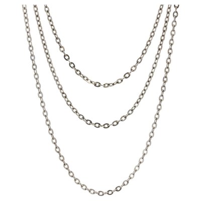 Long 20th Century Silver Chain Necklace-OLU-1044641