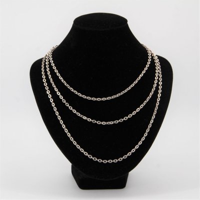 Long 20th Century Silver Chain Necklace-OLU-1044641