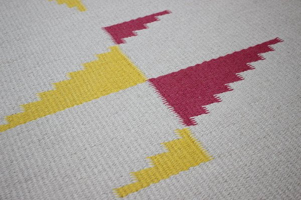 Long Geometric Abstract Wool Kilim Carpet, 1950s-TZ-1257669