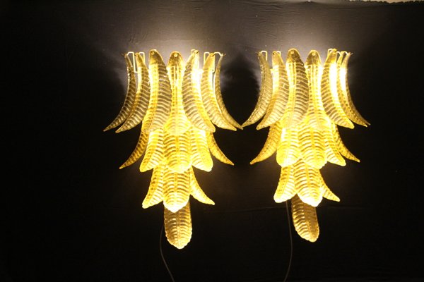 Long Golden Murano Glass Sconces in Palm Tree Shape from Barovier & Toso, Set of 2-YF-929064