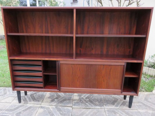 Long & Low Bookcase in Rosewood with Sliding Doors & Drawers from Sibast, 1960s-AC-811785