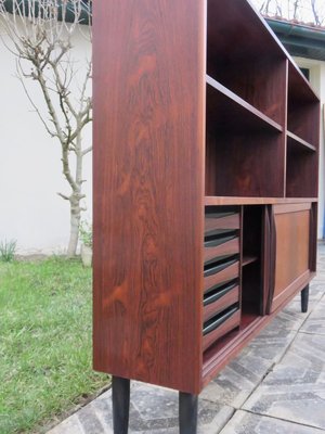 Long & Low Bookcase in Rosewood with Sliding Doors & Drawers from Sibast, 1960s-AC-811785