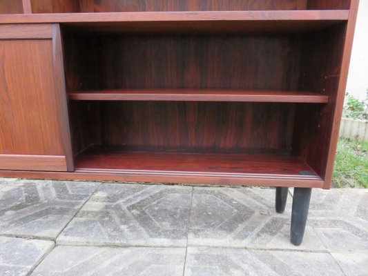 Long & Low Bookcase in Rosewood with Sliding Doors & Drawers from Sibast, 1960s-AC-811785