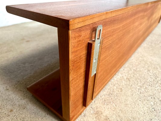 Long Minimalist Teakwood Wall Shelf, Germany, 1960s-JP-1765046