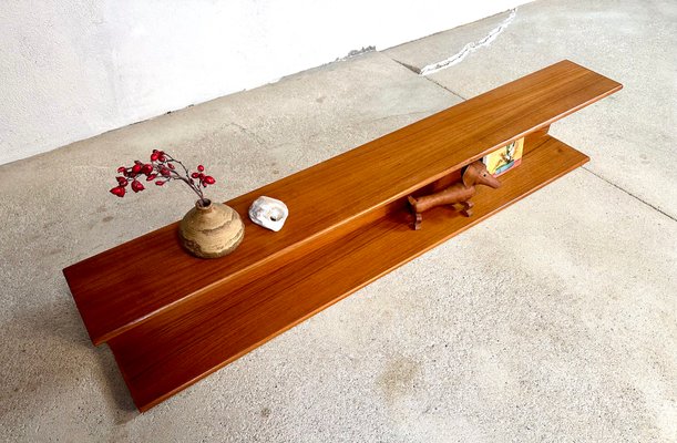 Long Minimalist Teakwood Wall Shelf, Germany, 1960s-JP-1765046