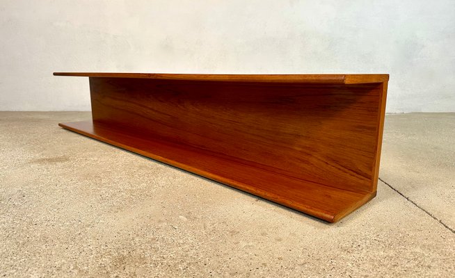 Long Minimalist Teakwood Wall Shelf, Germany, 1960s-JP-1765046