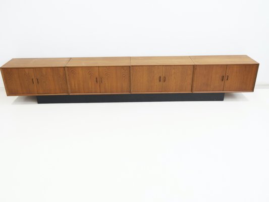 Long Teak Sideboard with Black Painted Base, 1960s-ZYF-1401085