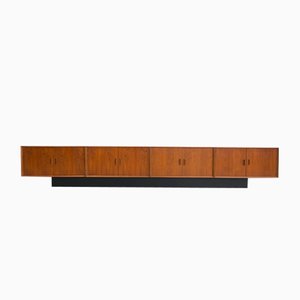 Long Teak Sideboard with Black Painted Base, 1960s-ZYF-1401085