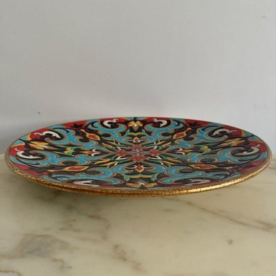 Longwy Enamel Dish with Arabesques Creation by P. Mignon-QKG-2017007