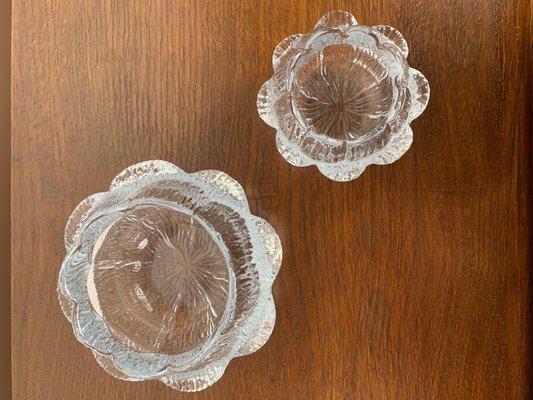 Lotus Glass Candleholders from Holmegaard, Denmark, 1970, Set of 2-NJY-2040361