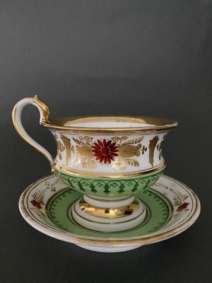 Louis-Philippe Cup and Saucer in Paris Porcelain-QKG-1720337