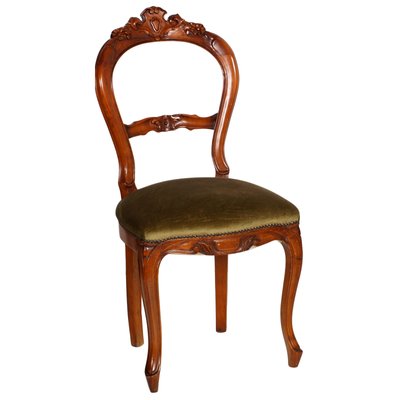 Louis Philippe Style Carved Blond Walnut Dining Chairs, 1940s, Set of 6-NJV-575136