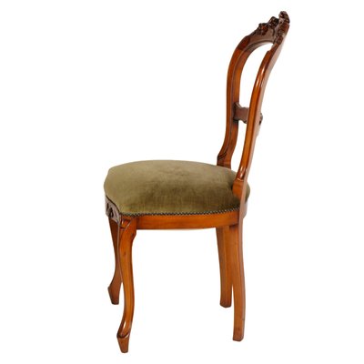 Louis Philippe Style Carved Blond Walnut Dining Chairs, 1940s, Set of 6-NJV-575136