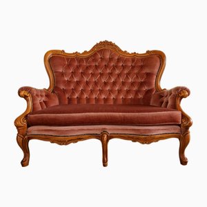 Louis Philippe Style Two-Seater Sofa in Velvet-ITF-2021963