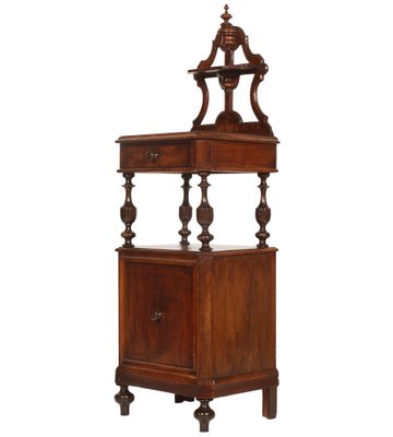 Louis Philippe Walnut Turned Hand-Carved Nightstand, 19th-Century-NJV-771352