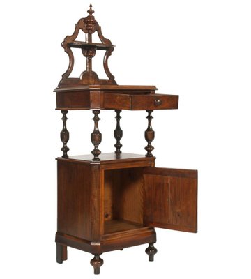 Louis Philippe Walnut Turned Hand-Carved Nightstand, 19th-Century-NJV-771352