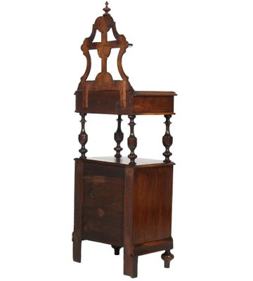 Louis Philippe Walnut Turned Hand-Carved Nightstand, 19th-Century-NJV-771352