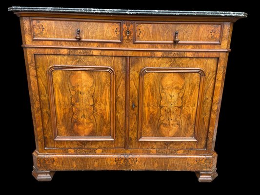 Louis Philippe Walnut Veneered Sideboard with Marble Top, 1930s-SDV-1752528