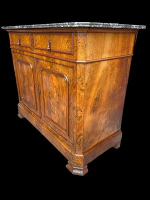 Louis Philippe Walnut Veneered Sideboard with Marble Top, 1930s-SDV-1752528