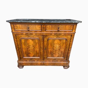 Louis Philippe Walnut Veneered Sideboard with Marble Top, 1930s-SDV-1752528