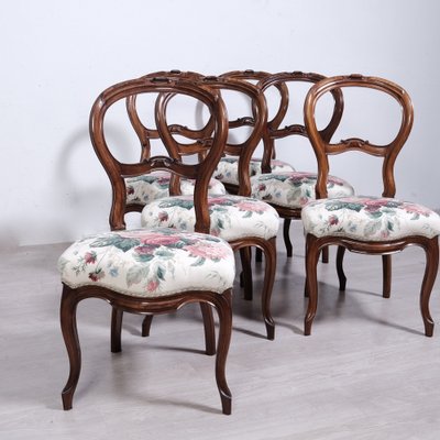 Louis Philippe Wooden Chairs, Set of 6-XSG-2043002