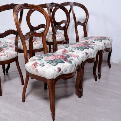 Louis Philippe Wooden Chairs, Set of 6-XSG-2043002