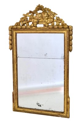 Louis Seize XVI Golden Console Table with Marble and Mirror, 1750s, Set of 2-CXC-1368782