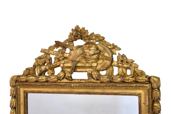 Louis Seize XVI Golden Console Table with Marble and Mirror, 1750s, Set of 2-CXC-1368782