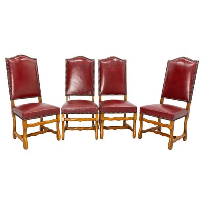 Louis XIII French Oak Dining Chairs by Os De Mouton, 1960, Set of 4-RIU-1420997