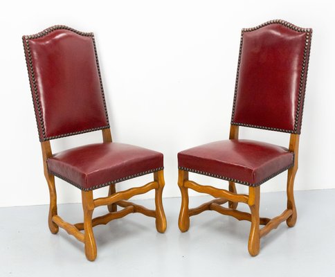 Louis XIII French Oak Dining Chairs by Os De Mouton, 1960, Set of 4-RIU-1420997