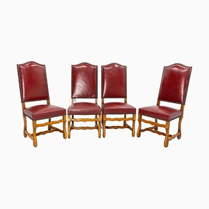 Louis XIII French Oak Dining Chairs by Os De Mouton, 1960, Set of 4-RIU-1420997