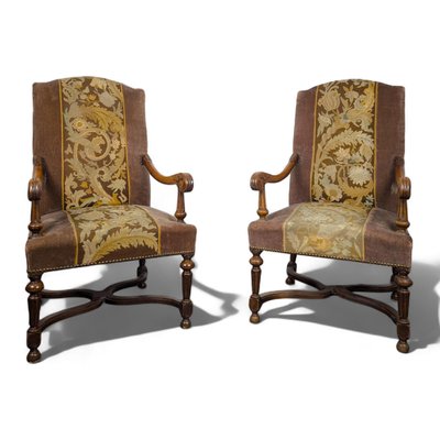 Louis XIII Style Queen Armchairs, Set of 2-HLV-2033135