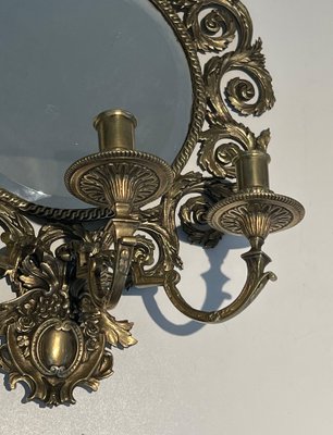 Louis XIV Wall Lights in Bronze and Mirror, Set of 2-BA-1545459