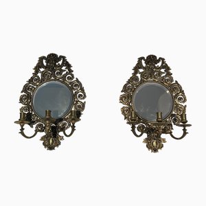 Louis XIV Wall Lights in Bronze and Mirror, Set of 2-BA-1545459